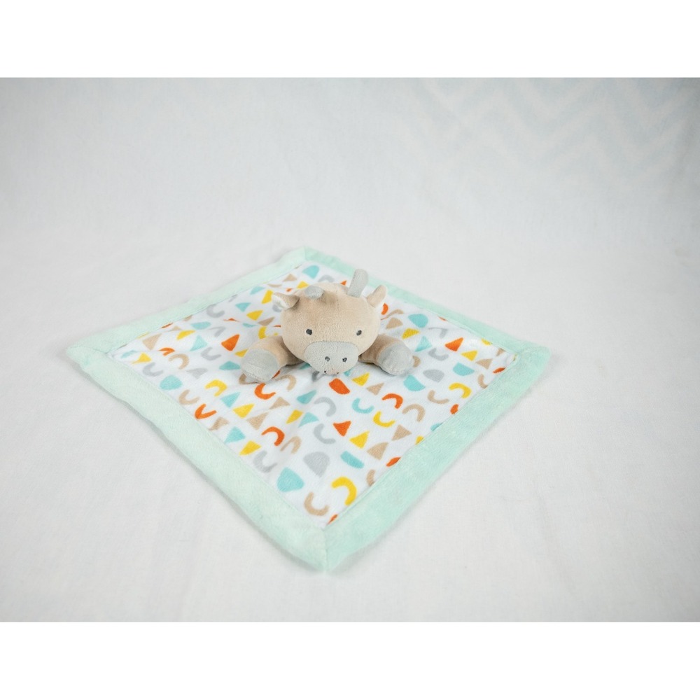 Lullaby Lane blue Goat Cow Lovey Rattle Minky 11 Inch Security Blanket Toy‎